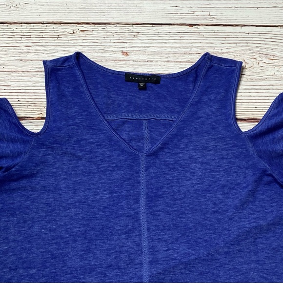 Sanctuary Clothing Cold Shoulder Blue Tee Top Sz M - Picture 9 of 16